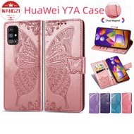 Flip Phone Case for Huawei Y9s Y9 Y6 Y7 Y7A Pro Prime 2019 2018 Leather Wallet Cases Embossed Butterfly Phone Cover Casing