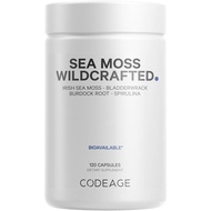 Codeage Raw Wildcrafted Irish Sea Moss Supplement, Spirulina Algae, Bladderwrack Seaweed, Burdock Ro