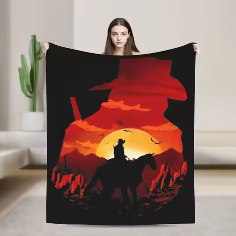 Game RDR2 Arthur Morgan Revolver Keyring Red Dead Redemptioned Flannel Blanket Winter Super Soft Thr