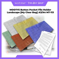 [WETAS] MOOTYS A4/A3 Button Pocket File Landscape Button My Clear Bag Document File Transparent File