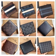 Coach 男裝銀包 Coach man men walllet銀 包leather stripe wallet bag Gift box Card holder 禮品裝禮盒裝男士銀包錢包短夾