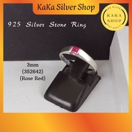 Original 925 Silver 3mm CZ Rose Red Stone Ring For Women | Perempuan Cincin Batu CZ Merah Perak 925 | Ready Stock
