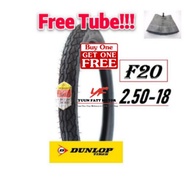 DUNLOP F20 TAYAR 250*18 FREE TUBE TAYAR SOTONG 250 18 FOR RXZ AR125 AR80 TXR sime tayar depan belaka