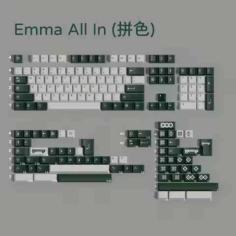 PBT Emma Theme Keycaps PBT Dye Sublimation Green White Key Caps Cherry Profile Keycap For Mechanical