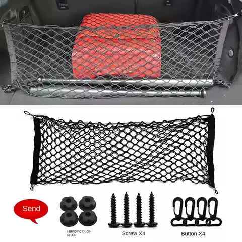 Car Mesh Elastic Nylon Rear Back Cargo Trunk Storage Organizer Luggage Net Holder Accessory 90*30 90