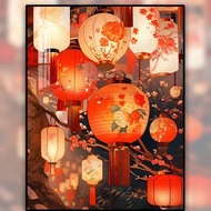 2024 New Style Cross Stitch Embroidery Set Antique Lantern Floor Precise Printing Cross Stitch Beautiful Chinese Style