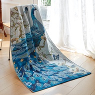 90x180cm Soft and Skin-friendly Cotton King Bath Towel Beautiful Flowers and Birds Large Towel Beach