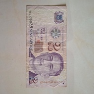 uang kertas 2 dollar singapore 1976-1976 asli