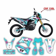 sticker fullbody decal crf 150 l variasi striping motif hijau tosca putih