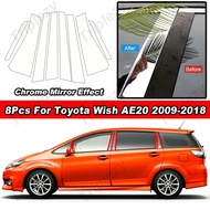 8Pcs Glossy Chrome PC Material Mirror Effect B C Pillar Posts Door Window Molding Trim Cover Sticker