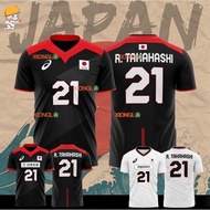 Japan Olympic Volleyball Jersey Ran Takahashi No.21 4 Colors Casual Women Men Tshirt(Free Printing O