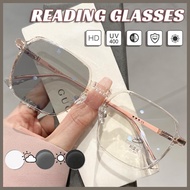 OYKI Graded Photochromic Glasses Anti Blue Light Farsighted Eyeglasses Translucent Discolored Readin