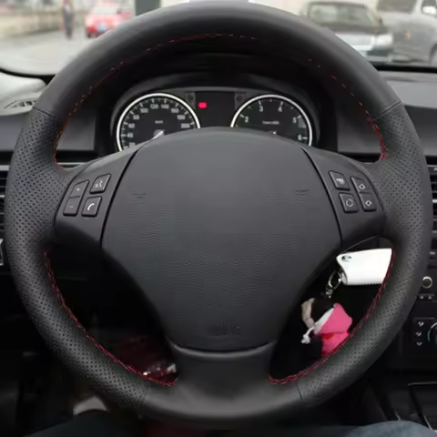 DIY Hand-stitched Black Artificial Leather Steering Wheel Cover for BMW E90 320 318i 320i 325i 330i 
