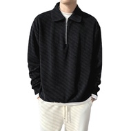 【Hatton Gutto】 COD Sweatshirt  Long Sve Men Korean Version Trend Lapel Loose Long Sve  Shirt Collar 
