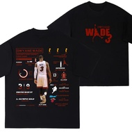 COD Basketball Streetwear Dwyane Wade T - Shirt  Career Stats Large Print  Pure Cotton Black Short S