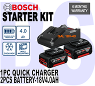 BANSOON BOSCH Starter Kit 18V 4.0Ah 2pcs Battery and 1pc GAL18V-40 Multi-Volt Quick Charger for Li-ion batteries from 14.4V-18V