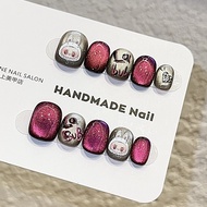 [Labubu] Handmade Wearing Nails ins Style High-End Feeling Short Peas Nails Manicure Patch Fake Nail