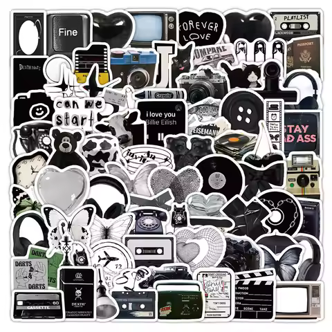 Black Vintage INS Style 102Pcs Decorative Stickers Pack Giajar Sticker Store
