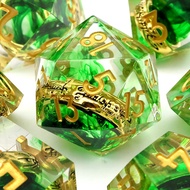 DND Dice Set Lord of The Rings Dice Set with Dice Box, 7PCS Handmade Sharp Edge Resin Dice for Dunge