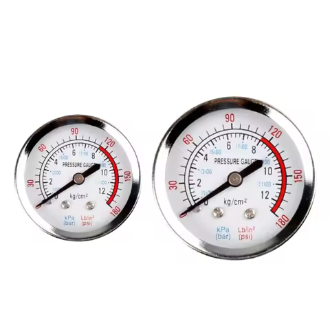 1/4"/1/8" Thread Air Pressure Gauge Dial-Type Male Threaded Round Air Compressor Gauge 0-180psi 0-12