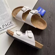 รองเท้าผ้าใบสําหรับคู่รัก Birkenstock mens and womens slippers double buckle Boken thick-soled cowhi