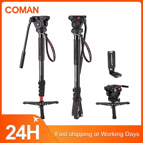 COMAN KX3232 Professional Camera Monopod Tripod Aluminum Telescopic With Feet And Pan Tilt Fluid Hea
