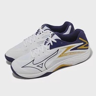 Mizuno 排球鞋 Thunder Blade Z 男鞋 白 海軍藍 金 室內運動 羽桌球 入門款 美津濃 V1GA2370-43