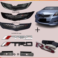 FRONT GRILL ABS TOYOTA VIOS DUGONG BELTA NCP93 2007-2013 - GLOSS BLACK FREE RS LOGO TRD LOGO