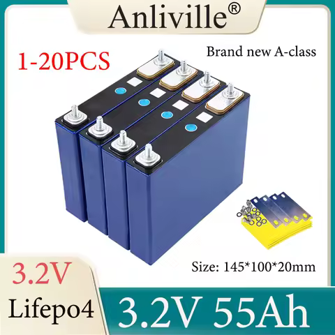Brand New 3.2V 55Ah LiFePO4 Battery 3C Lithium Iron Phosphate Grade A Cells DIY 4S 12V 24V 48V Golf 