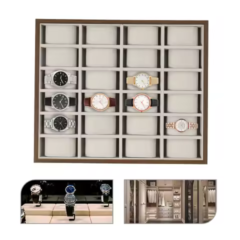 24 Slot Watch Box Watch Organizer Display Case Watch Collector Box with Removable Pillows for Watch