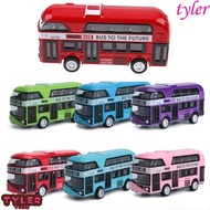 TYLER Diecast Cars Toy Toddlers Child Birthday Gift City Tourist Car Doors Open Close FLashing With Music Educational Toys Toy Vehicles Double Decker Bus