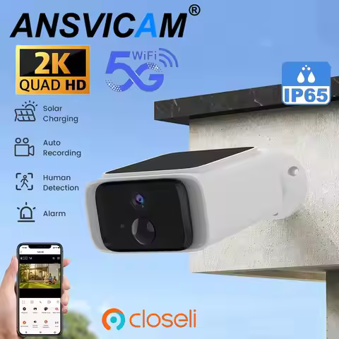 2K Solar Security Camera Wireless Outdoor 2.4/5G WiFi Cameras for Home with Fix Solar Panel Two-Way 