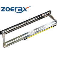 ZoeRax แผงกระจายสายไฟ24พอร์ต Cat7 Cat6A พร้อมรองรับคีย์สโตน10กรัมตัวเชื่อมต่อแจ็คหลักแผงกระจายสายไฟป
