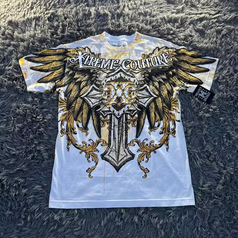 Xtreme Couture Men Y2K Oversized Band Tee Vintage Concert Poster Streetwear Soft Washed Cotton Retro