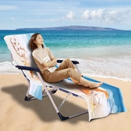 Beach Chair Cover with Side Pockets Comfortable and Quick Drying Lounge Chair Towel Cover Suitable f