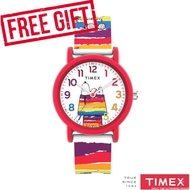 [Official Warranty] Timex TMTW2V77700JQ Women's Timex x Peanuts Rainbow Paint Silicone Watch