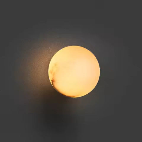 Natural Marble Wall Lamp Nordic Round Alabaster G9 Base-3000K Light Bedroom Living Room Home Decor B
