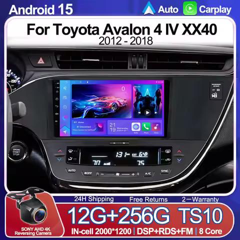 For Toyota Avalon 4 IV XX40 2012 - 2018 Car Radio Android 15 Auto Carplay Screen Automotivo Bluetoot
