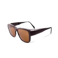 深桔棕方框可彎折鏡腳全罩式偏光墨鏡│外掛UV400太陽眼鏡│套鏡