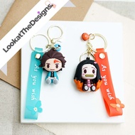 GANTUNGAN 3d Demon Slayer Keychain Cute Anime Antem