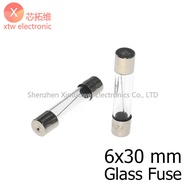 10Pcs/lot 6x30mm Glass Fuse Tube T Slow Break Slow Melt 0.5-20AL 250V