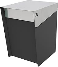 KATANABOX Mega DR - Stainless Steel Post Mount Modern Design Mailbox with Lock and Key Extra Large Letterbox Rust Proof for Modern Home House Apartment Rural Roadside 16" x 11" x 13" (Black)