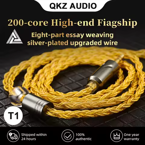 Original QKZ T1 200 Core TC Silver Plated Hifi Earphone Update Cable MMCX/2Pin Connector Use For QKZ