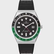 Q Timex® GMT 38mm Synthetic Rubber Strap Watch - Black/Green (TW2W57500)