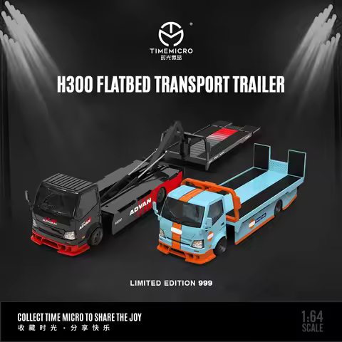 TimeMicro 1:64 H300 Flatbed Transport Trailer Advan Painting Alloy Car Model For Collection&Display&