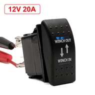 Universal 7-Pin 12V 20A Winch In Winch Out (ON)-OFF-(ON) Rocker Switch Momentary LED Rocker Toggle S