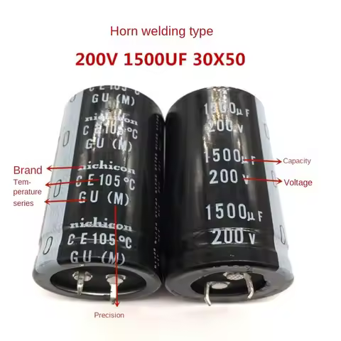 1PCS-20PC 200V1500UF 30X50 nichicon capacitor 1500UF 200V 30*50 GU 105 degrees high quality