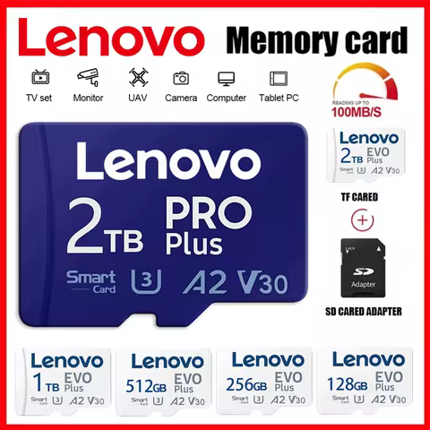 Lenovo 2TB Memory Card 128GB 64GB SD Card 1TB 512GB 256GB Micro TF App Performance for Android TV Bo