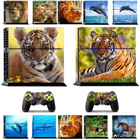 Wild Animals Vinyl Skin Sticker for Sony PS4 PlayStation 4 and 2 controller Skins Stickers