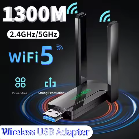 1300Mbps WiFi USB Adapter Dual Band 2.4G/5Ghz Wi-Fi Dongle 802.11AC Powerful Antenna Wireless Receiv